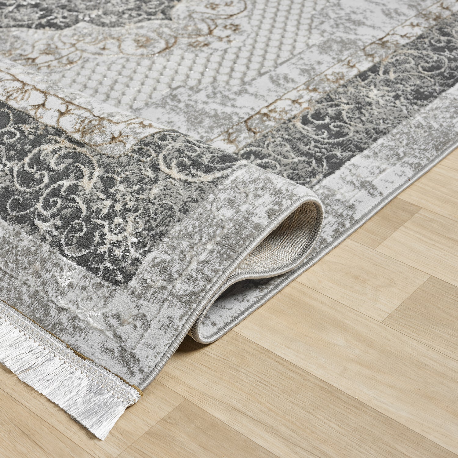 Classic Modern Rug with Ornamental Pattern, Oriental Runner, Suitable for Underfloor Heating-8