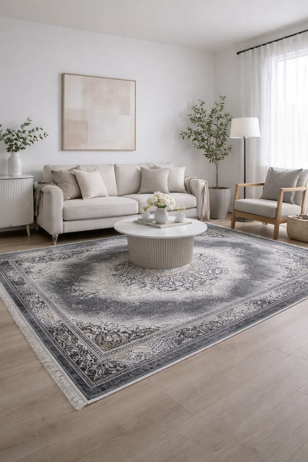 Teppich Kurzflor Moderner Teppich mit Ornament-Muster – Pflegeleicht & Robust – Für Fußbodenheizung geeignet