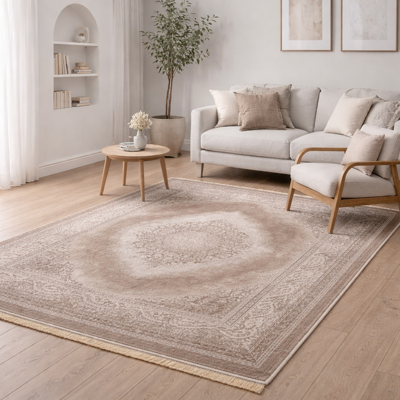 Teppich Kurzflor Moderner Teppich mit Ornament-Muster – Pflegeleicht & Robust – Für Fußbodenheizung geeignet-zoom-