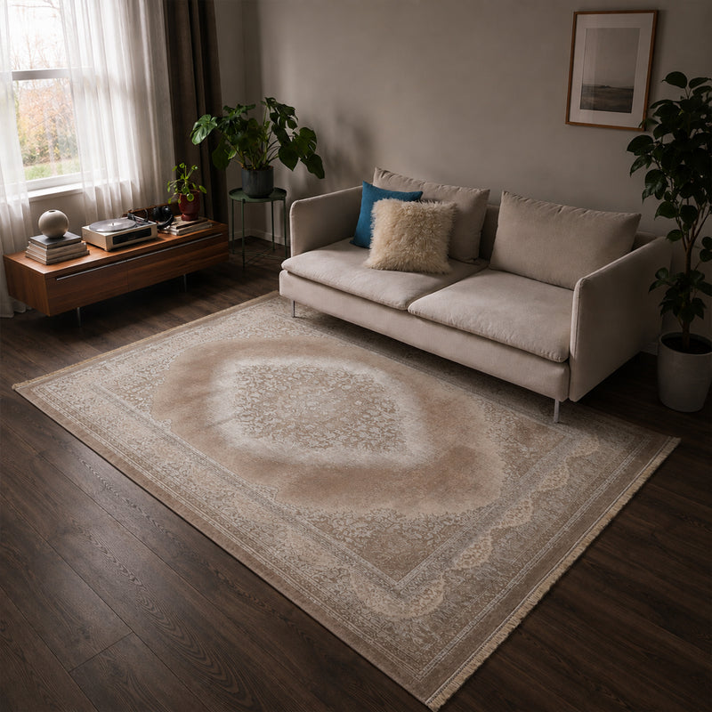 Teppich Kurzflor Moderner Teppich mit Ornament-Muster – Pflegeleicht & Robust – Für Fußbodenheizung geeignet-zoom-