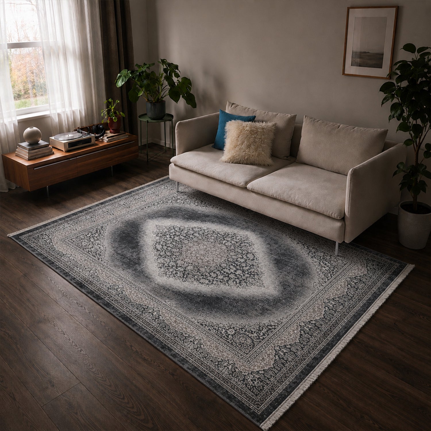 Teppich Kurzflor Moderner Teppich mit Ornament-Muster – Pflegeleicht & Robust – Für Fußbodenheizung geeignet-zoom-4