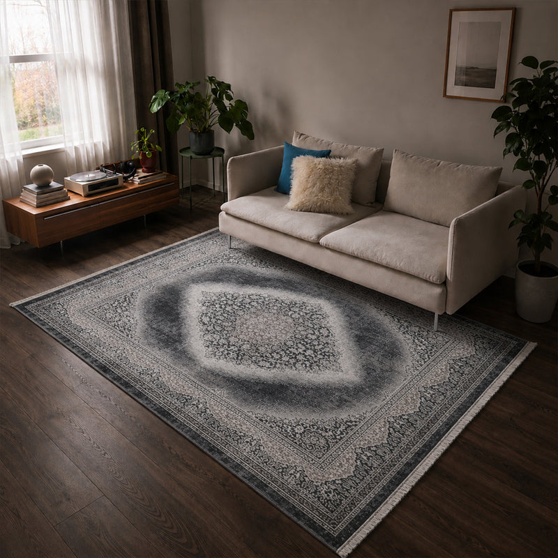 Teppich Kurzflor Moderner Teppich mit Ornament-Muster – Pflegeleicht & Robust – Für Fußbodenheizung geeignet-zoom-
