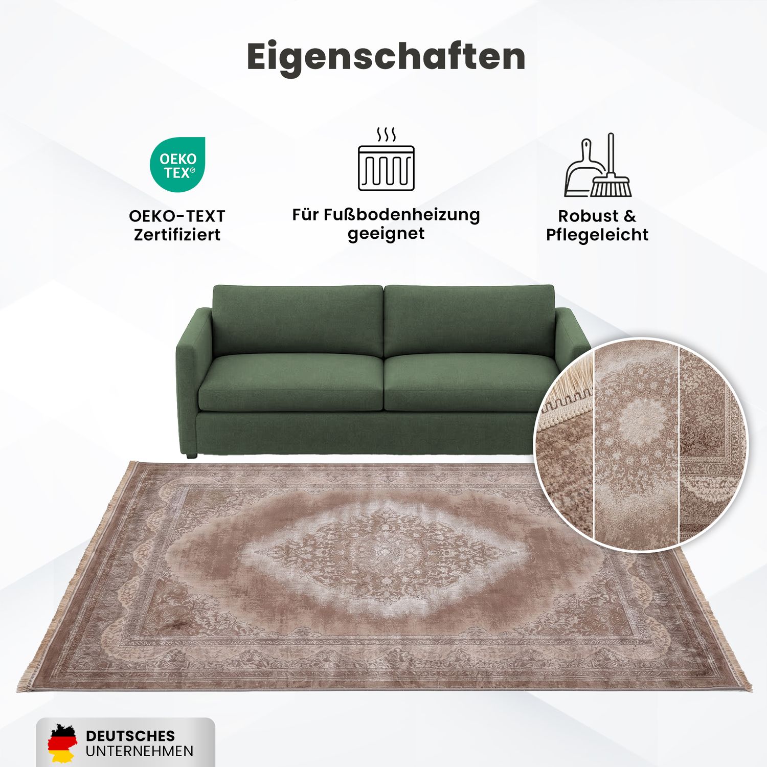 Teppich Kurzflor Moderner Teppich mit Ornament-Muster – Pflegeleicht & Robust – Für Fußbodenheizung geeignet-11