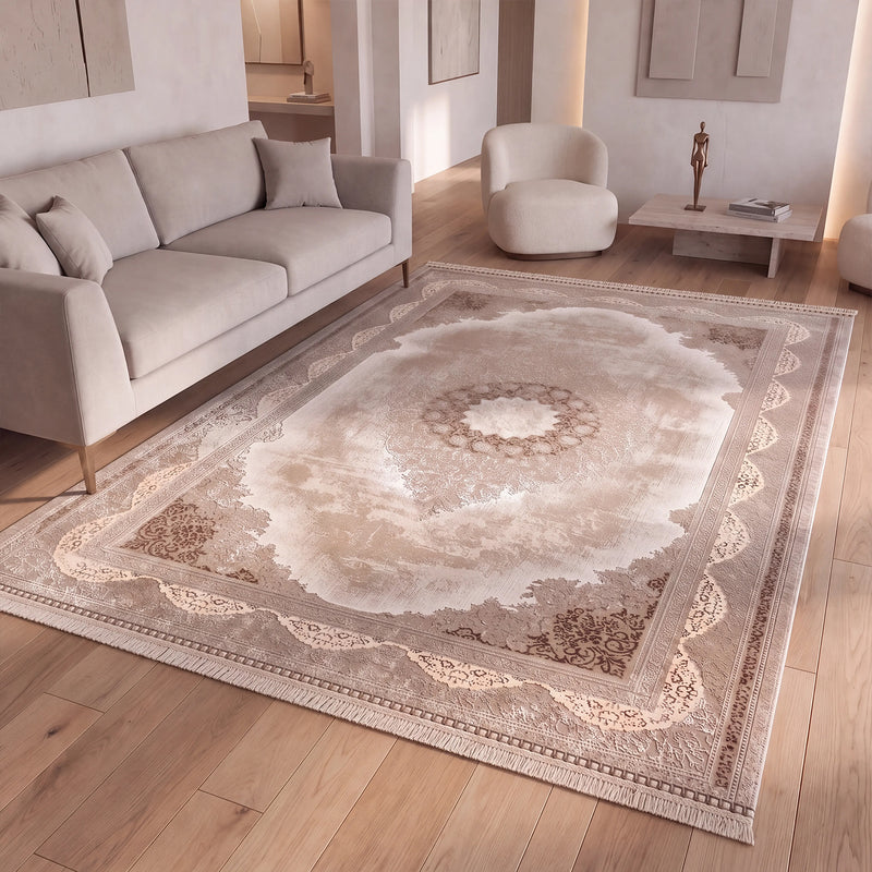 Short-pile carpet, modern rug with ornamental pattern – Easy-care & durable – Suitable for underfloor heating-zoom-