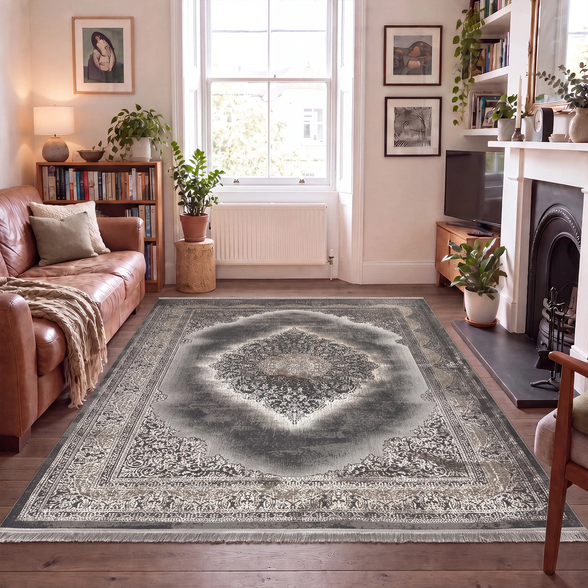 Short-pile carpet, modern rug with ornamental pattern – Easy-care & durable – Suitable for underfloor heating-3