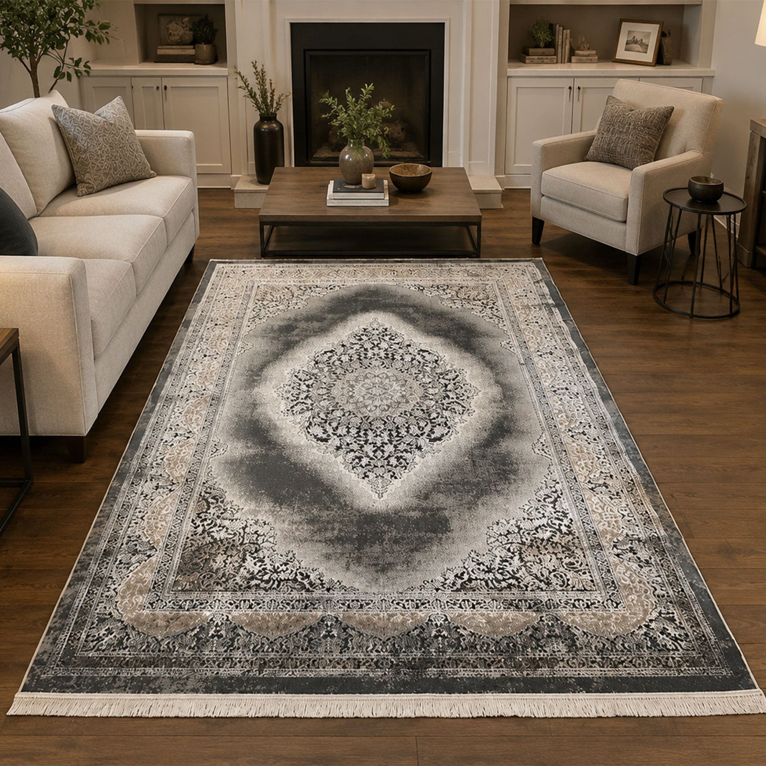 Teppich Kurzflor Moderner Teppich mit Ornament-Muster – Pflegeleicht & Robust – Für Fußbodenheizung geeignet
