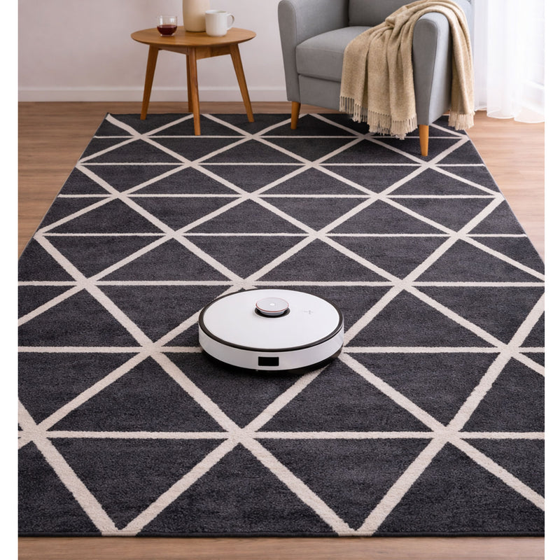 Short-pile rug in pastel white diamond design, durable, available in various colors, for living room, bedroom, kitchen-zoom-