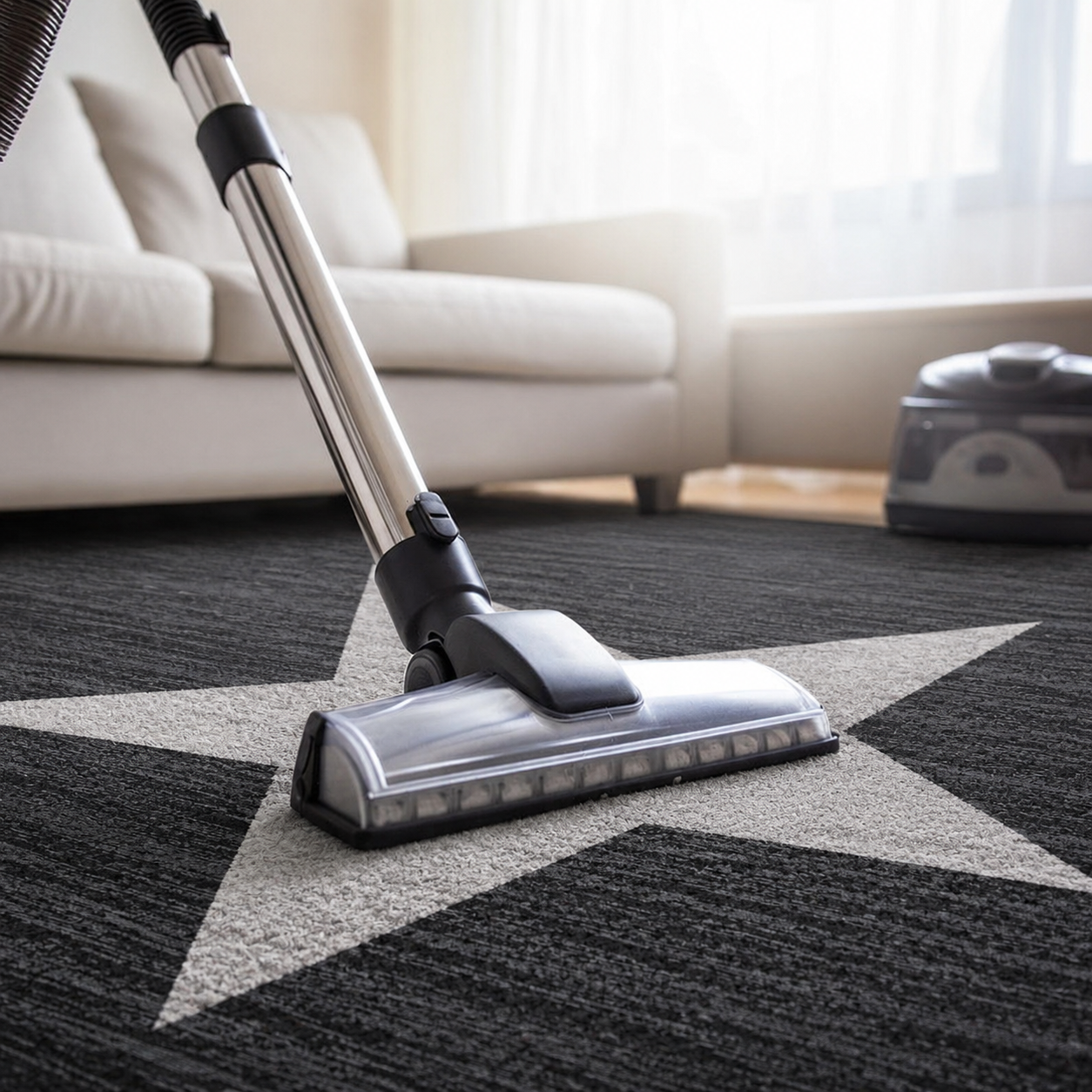 Short-pile rug with a modern star pattern in black, suitable for teenagers' rooms, children's rooms, and living rooms.-4