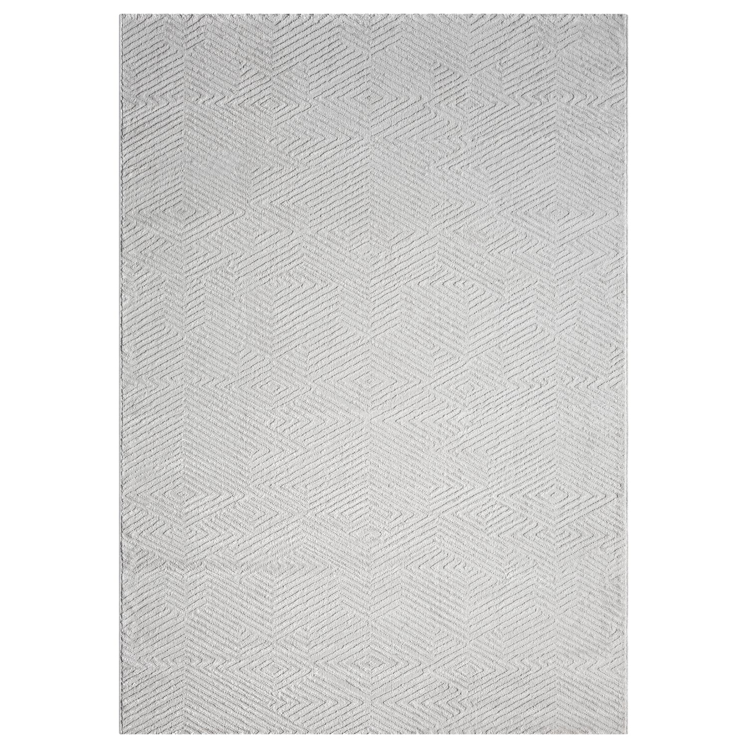 Short-pile rug for living room, diamond pattern with high and low relief/3D effect, for bedroom, Boho style-6