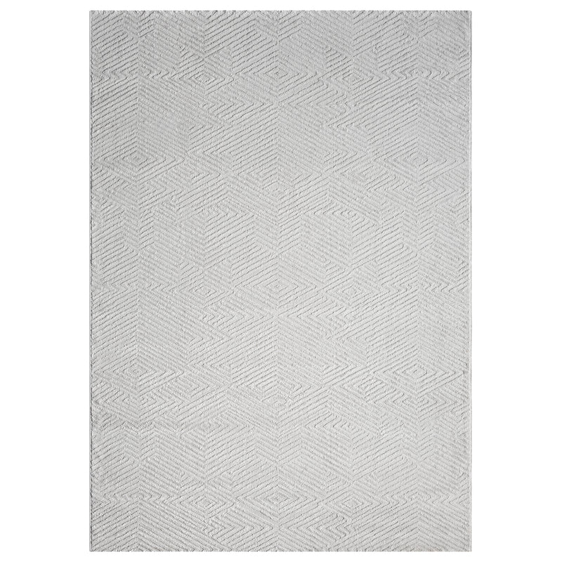 Short-pile rug for living room, diamond pattern with high and low relief/3D effect, for bedroom, Boho style-zoom-