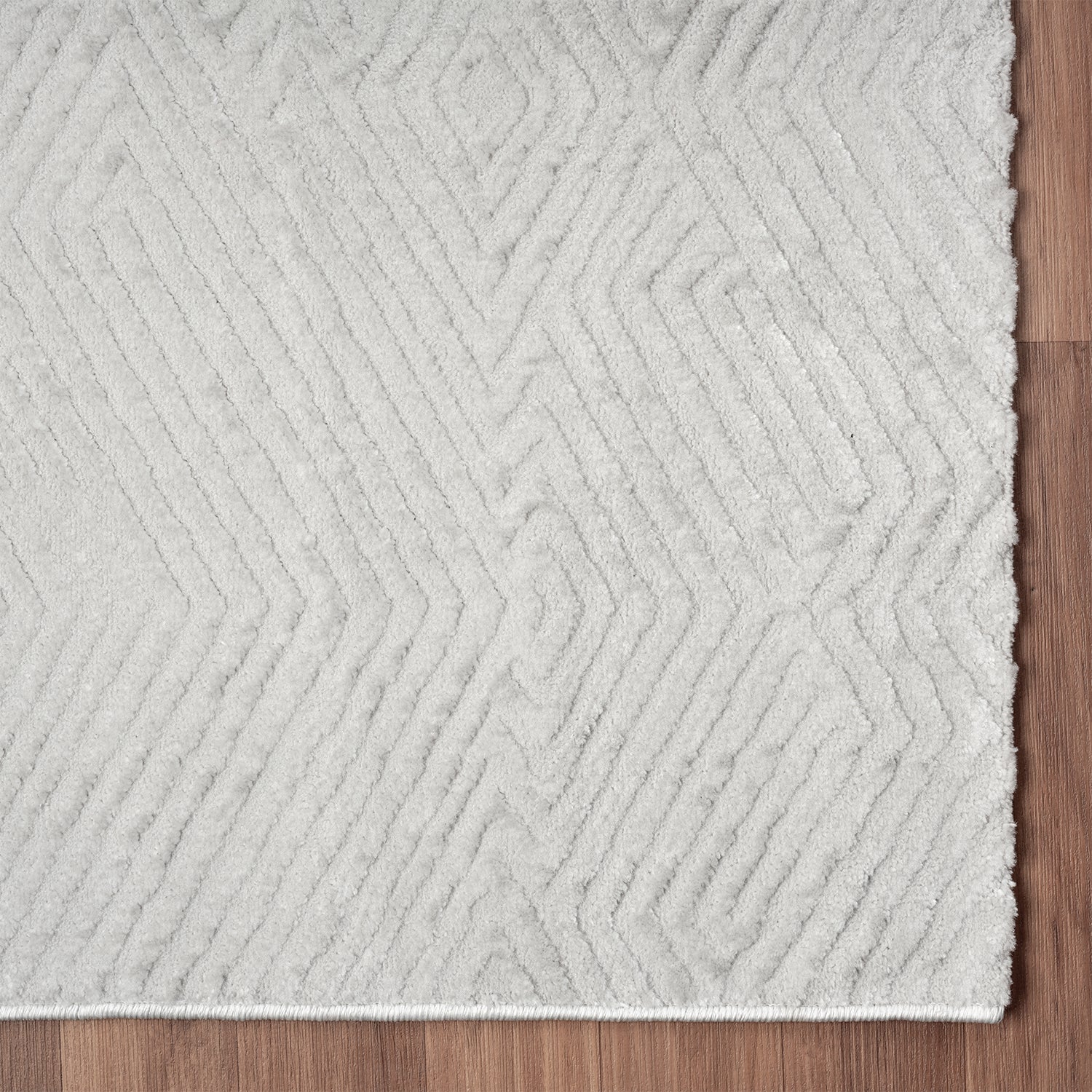 Short-pile rug for living room, diamond pattern with high and low relief/3D effect, for bedroom, Boho style-5