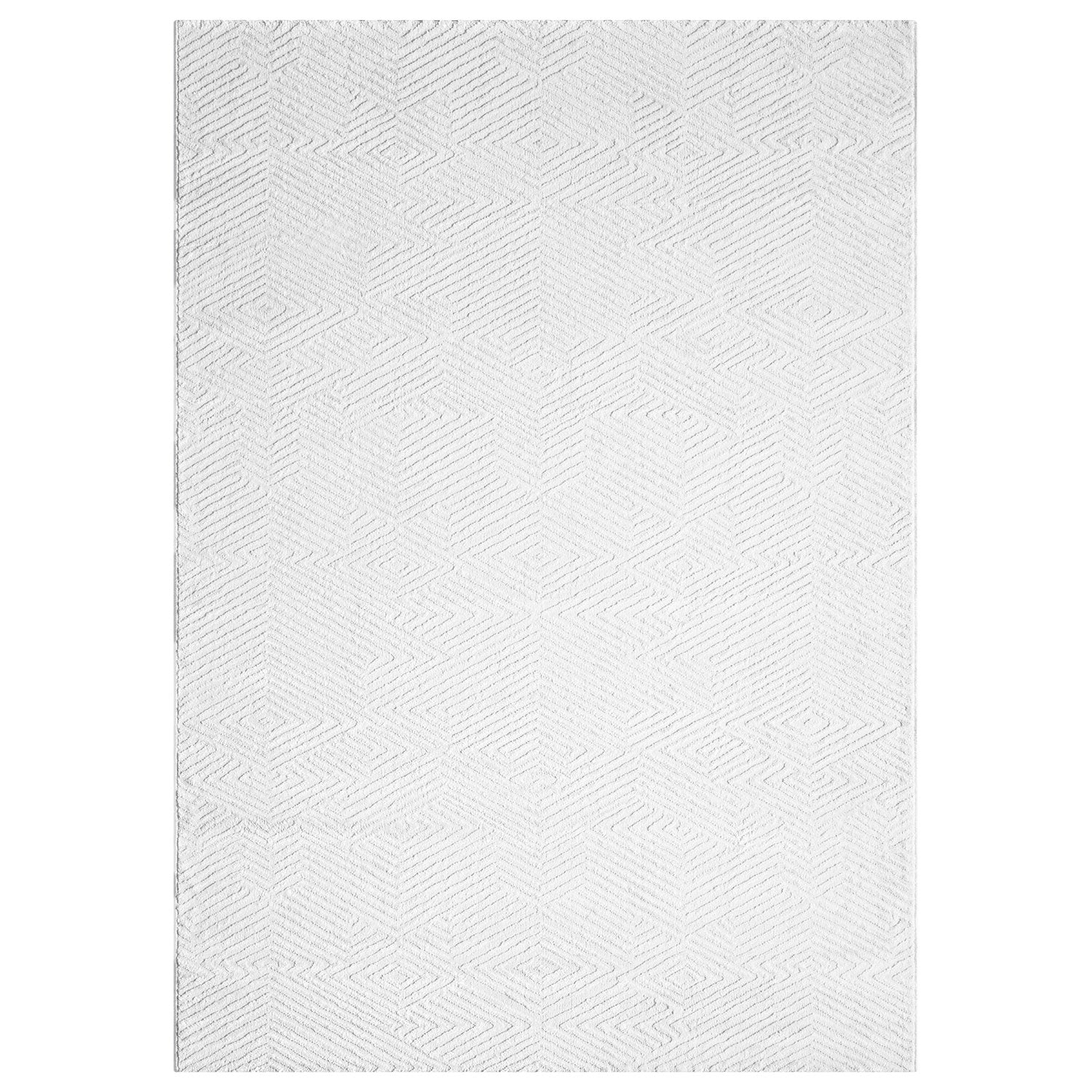 Short-pile rug for living room, diamond pattern with high and low relief/3D effect, for bedroom, Boho style-zoom-13