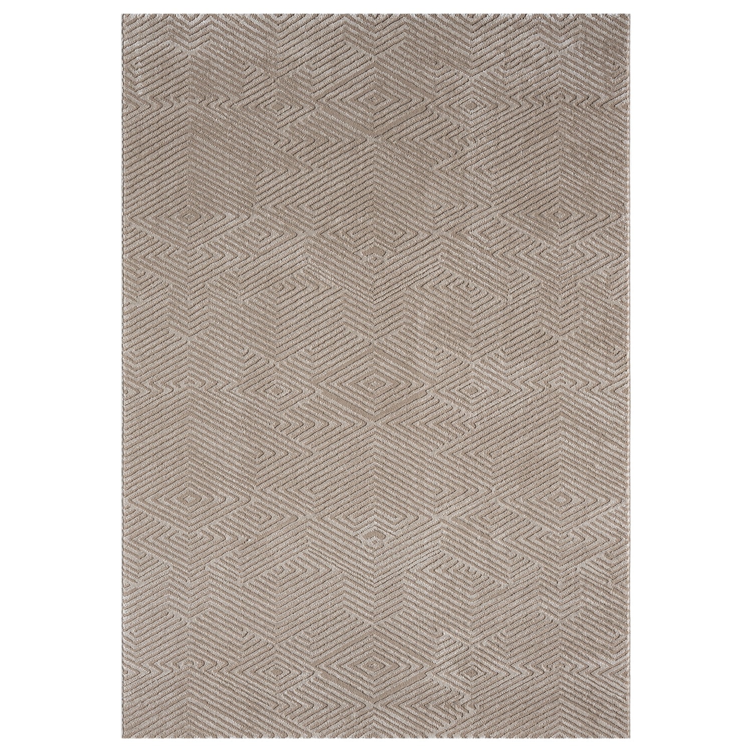Short-pile rug for living room, diamond pattern with high and low relief/3D effect, for bedroom, Boho style-11