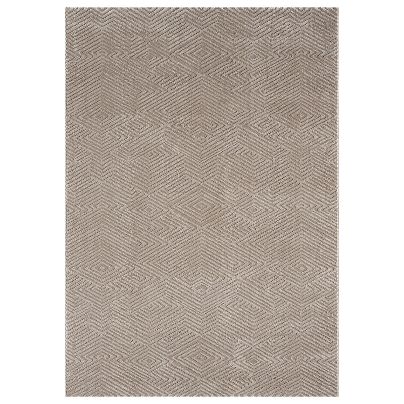 Short-pile rug for living room, diamond pattern with high and low relief/3D effect, for bedroom, Boho style-zoom-