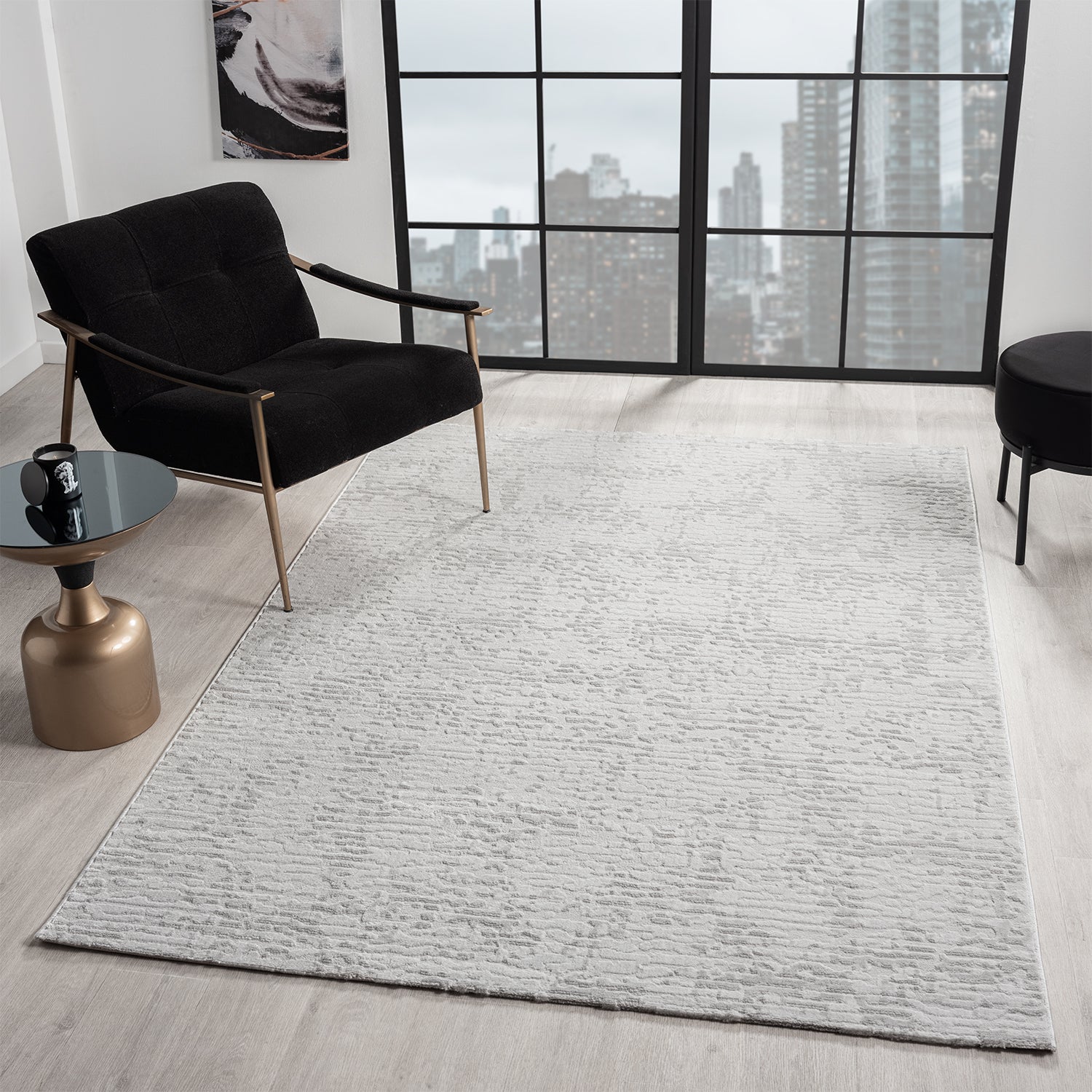 Living room rug, short pile, bedroom runner, high-low pattern/3D effect, Boho-zoom-1