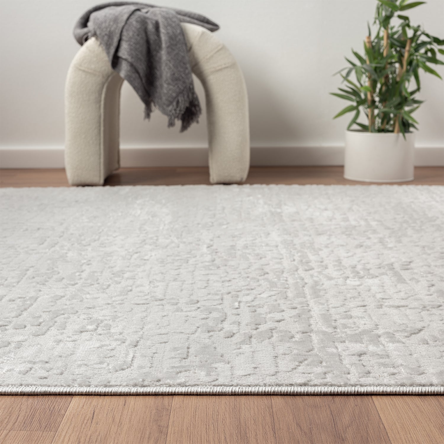 Living room rug, short pile, bedroom runner, high-low pattern/3D effect, Boho-3
