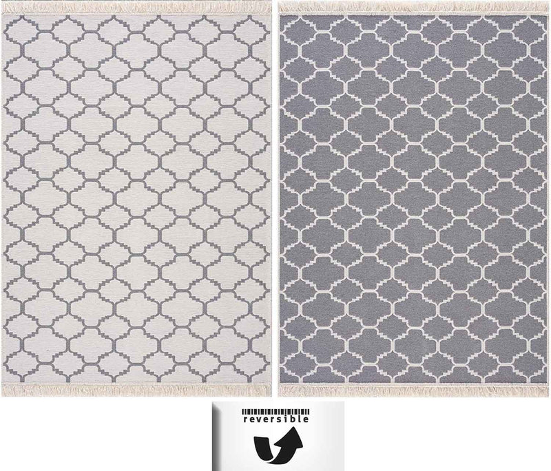 Reversible rug runner for bedroom, kitchen, children's room, living room / Double-sided-zoom-