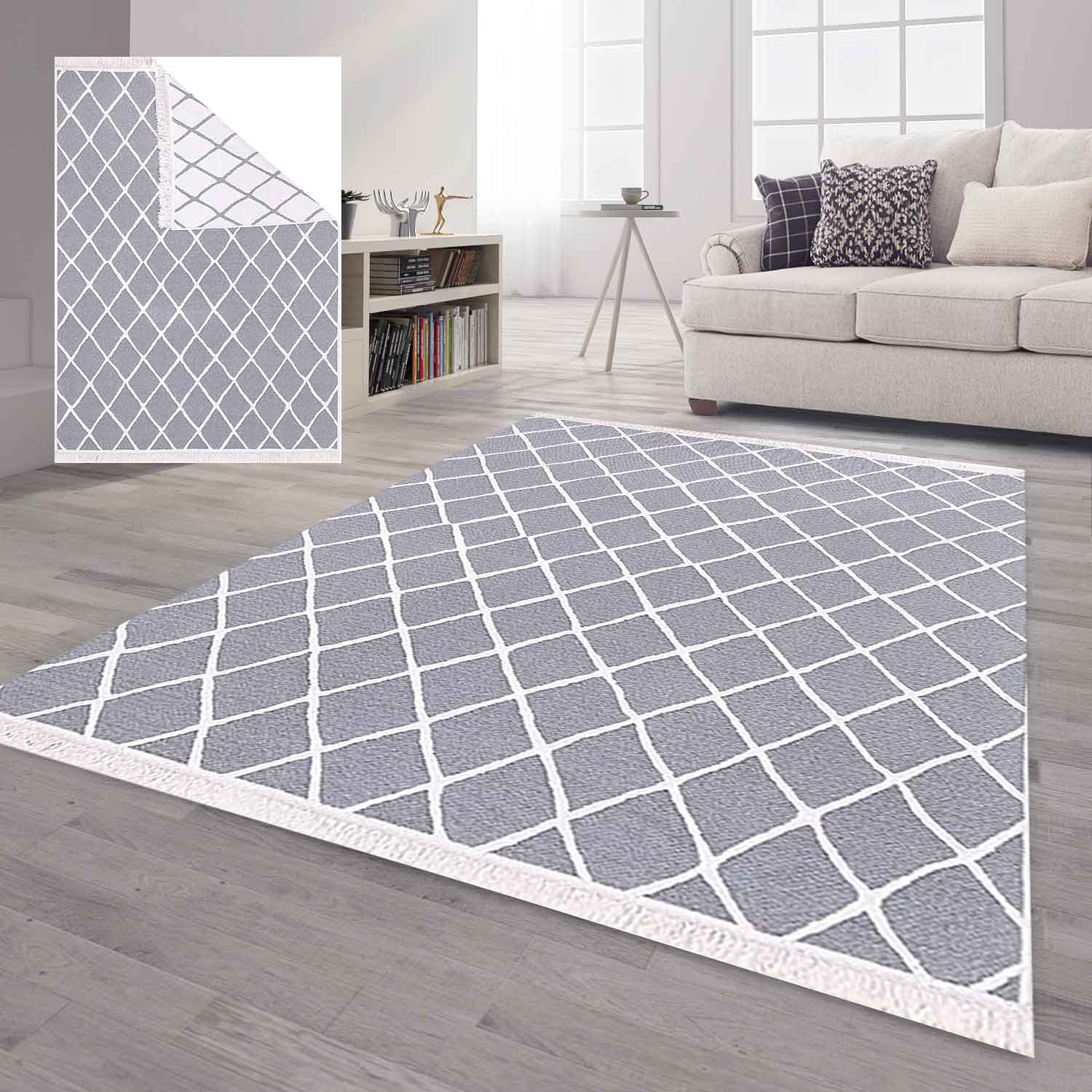 Reversible rug runner for bedroom, kitchen, children's room, living room / Double-sided-zoom-5