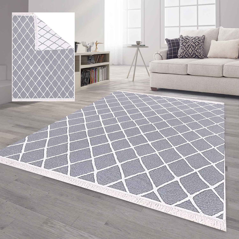 Reversible rug runner for bedroom, kitchen, children's room, living room / Double-sided-zoom-