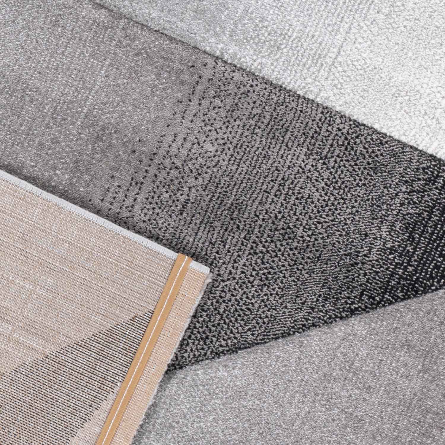 Designer Rug Modern Geometric Pattern Short Pile Grey Black White Mottled-zoom-3