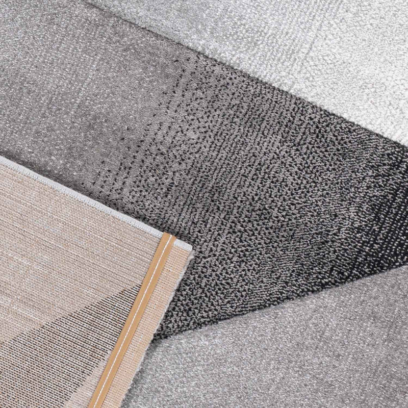 Designer Rug Modern Geometric Pattern Short Pile Grey Black White Mottled-zoom-