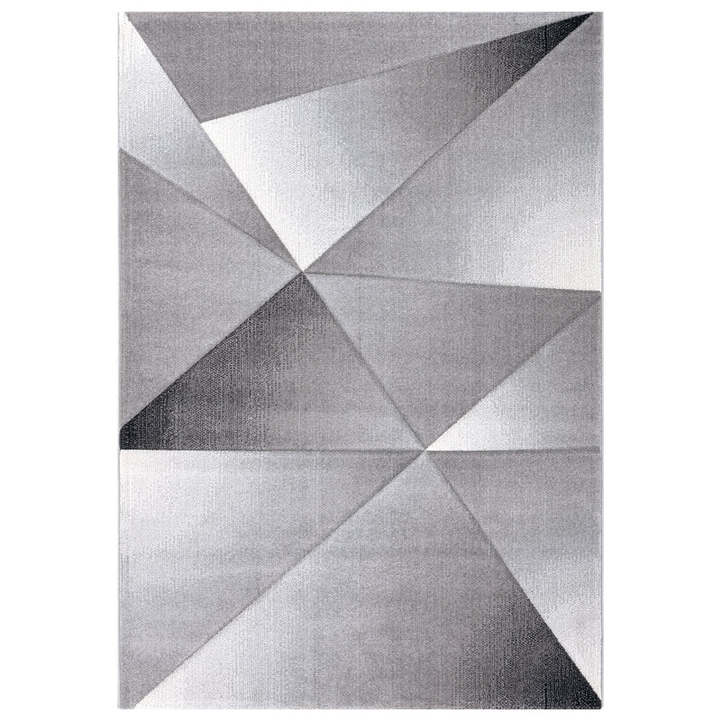 Designer Rug Modern Geometric Pattern Short Pile Grey Black White Mottled-zoom-