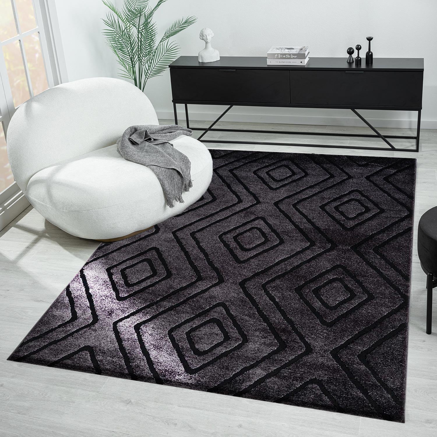 Modern Super Soft Living Room Rug, 3D Effect, Scandinavian-3