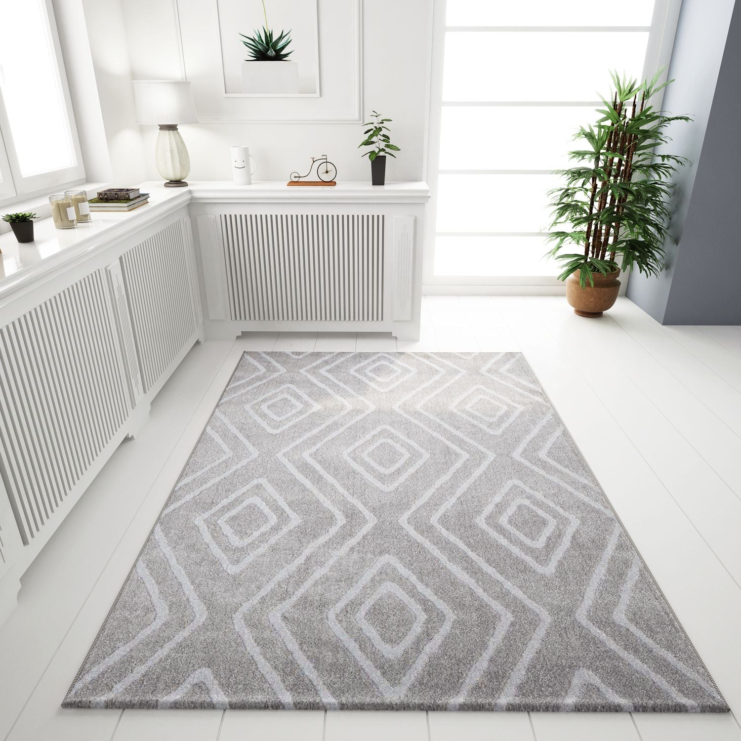 Modern Super Soft Living Room Rug, 3D Effect, Scandinavian-8