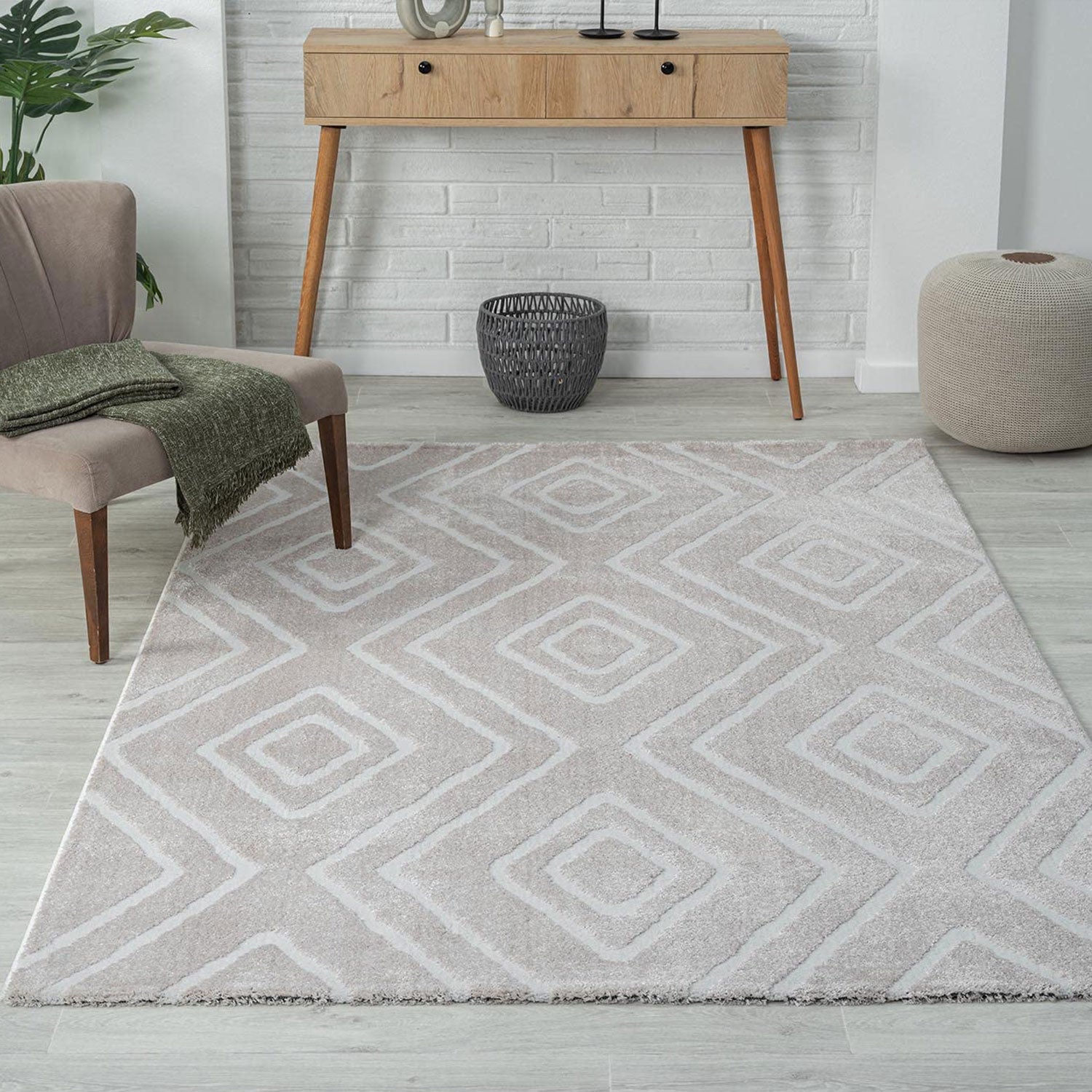 Modern Super Soft Living Room Rug, 3D Effect, Scandinavian-10