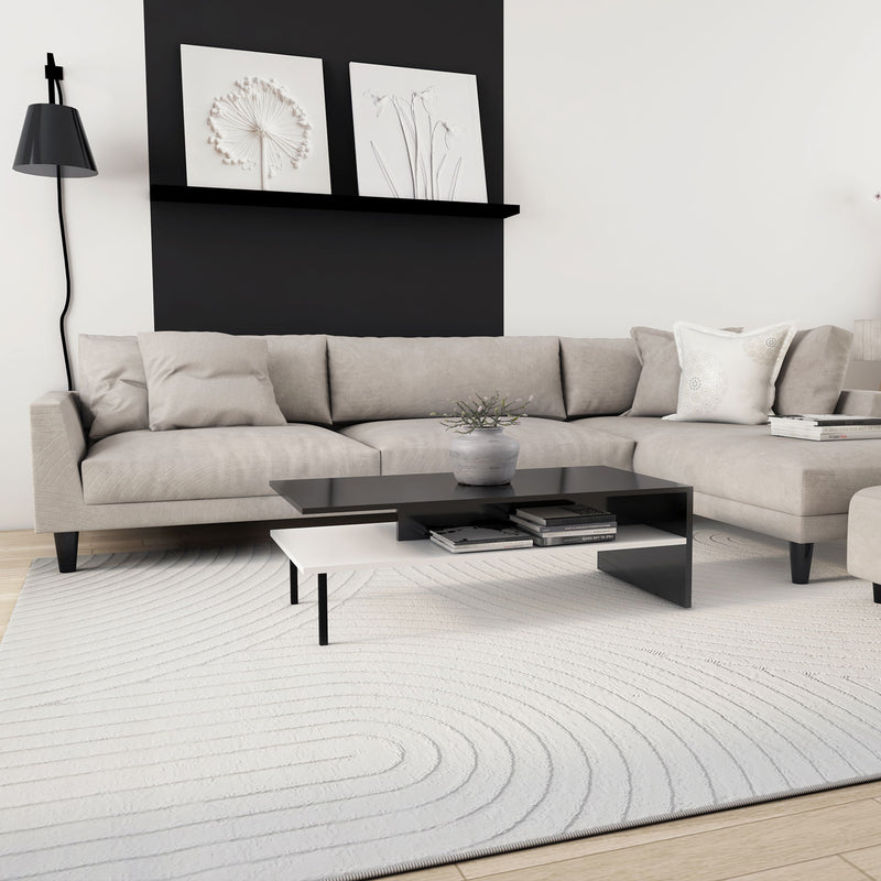 Modern living room rug, short pile runner, 3D high & low effect, soft, easy to clean, patterned-zoom-