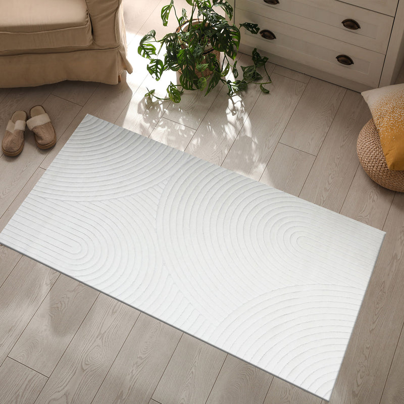 Modern living room rug, short pile runner, 3D high & low effect, soft, easy to clean, patterned-zoom-
