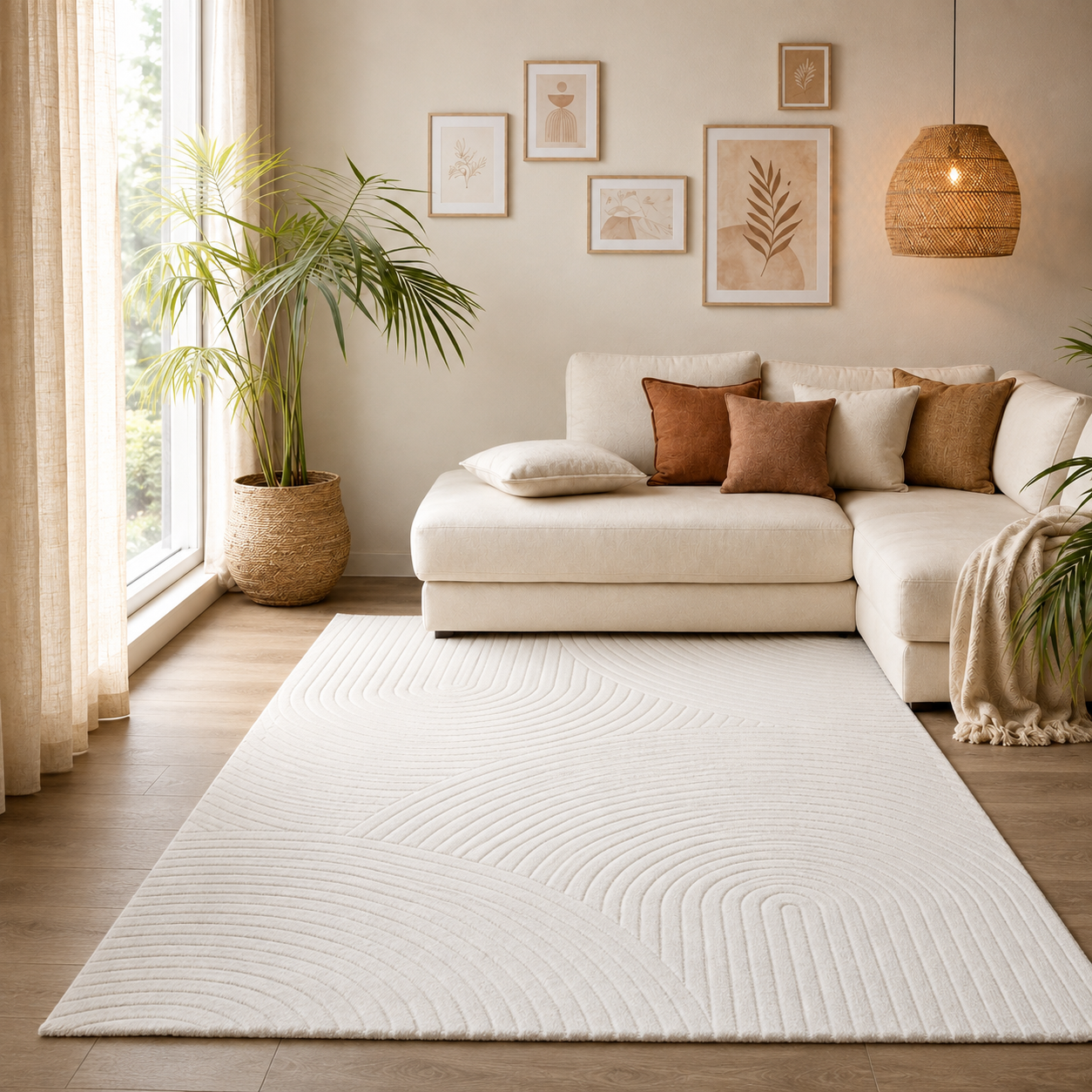 Modern living room rug, short pile runner, 3D high & low effect, soft, easy to clean, patterned-5