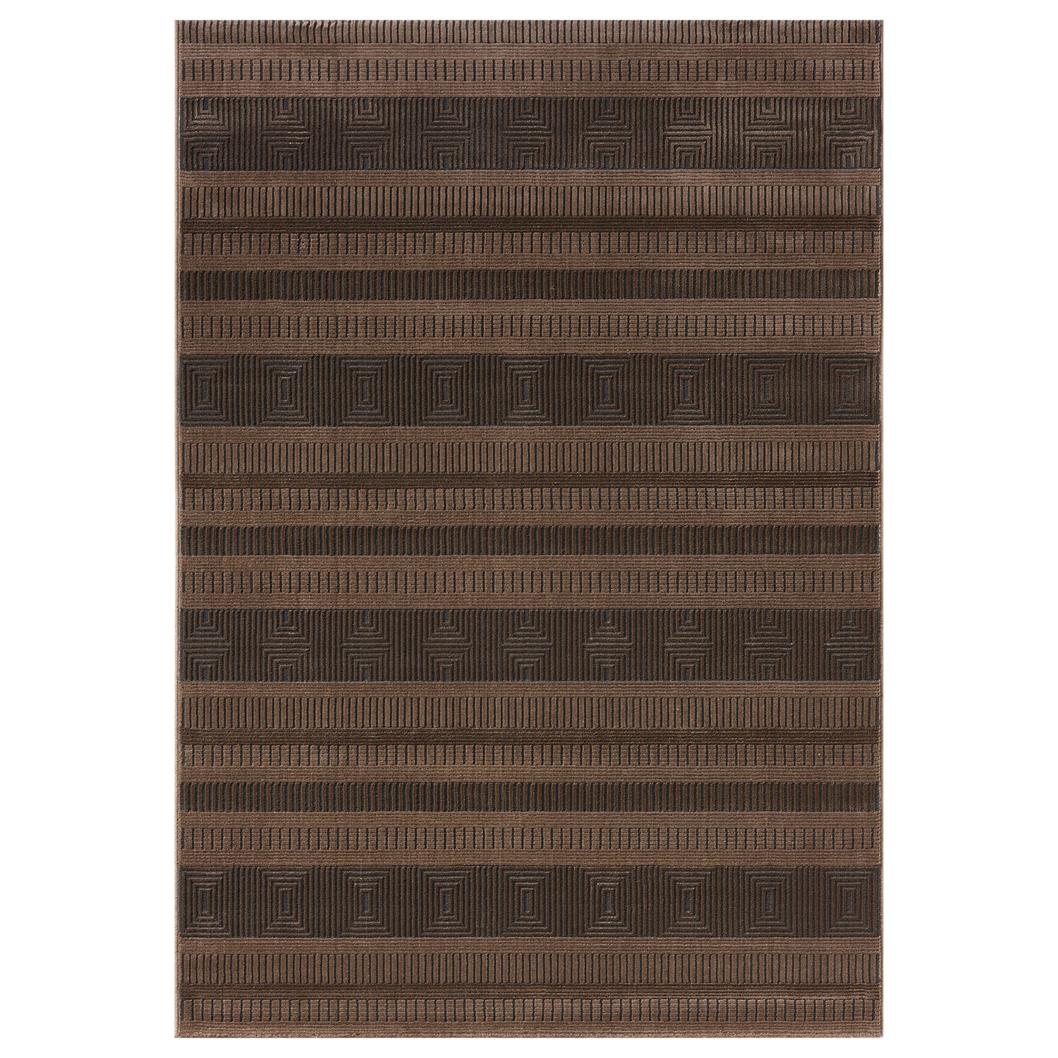 Teppich Modern Wohnzimmer Schlafzimmer Boho 3D Effekt Hoch&Tief Pflegeleicht in Braun