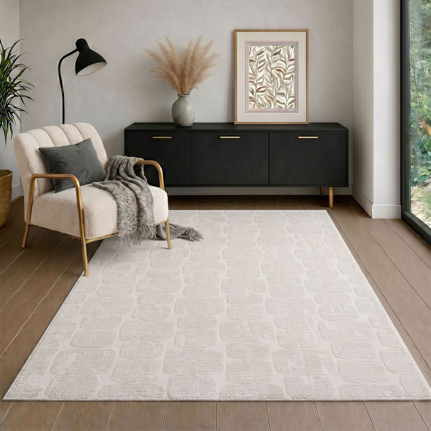 Teppich Modern Wohnzimmer Schlafzimmer Rechteck 3D Effekt Hoch&Tief Pflegeleicht-11