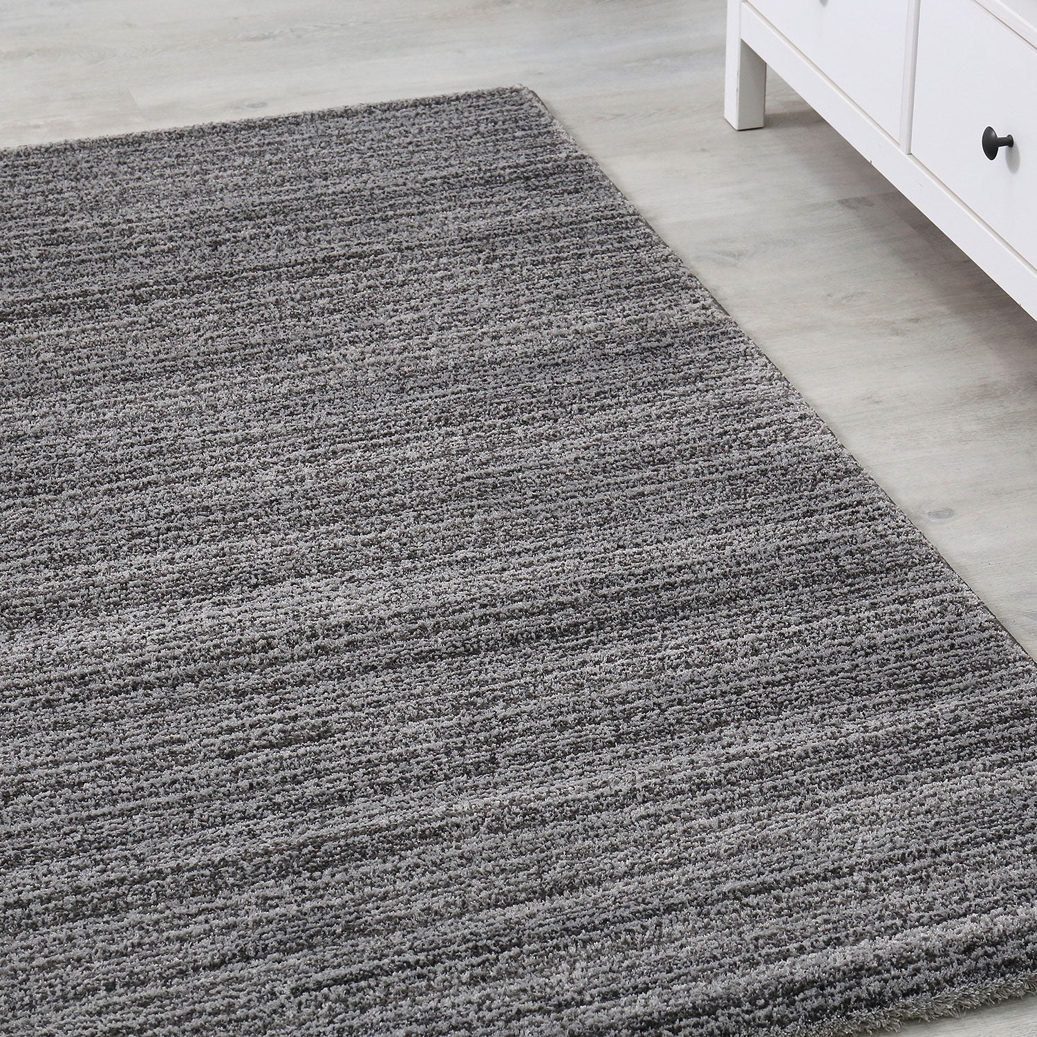 Modern living room rug, extra soft microfiber, special melange, anthracite