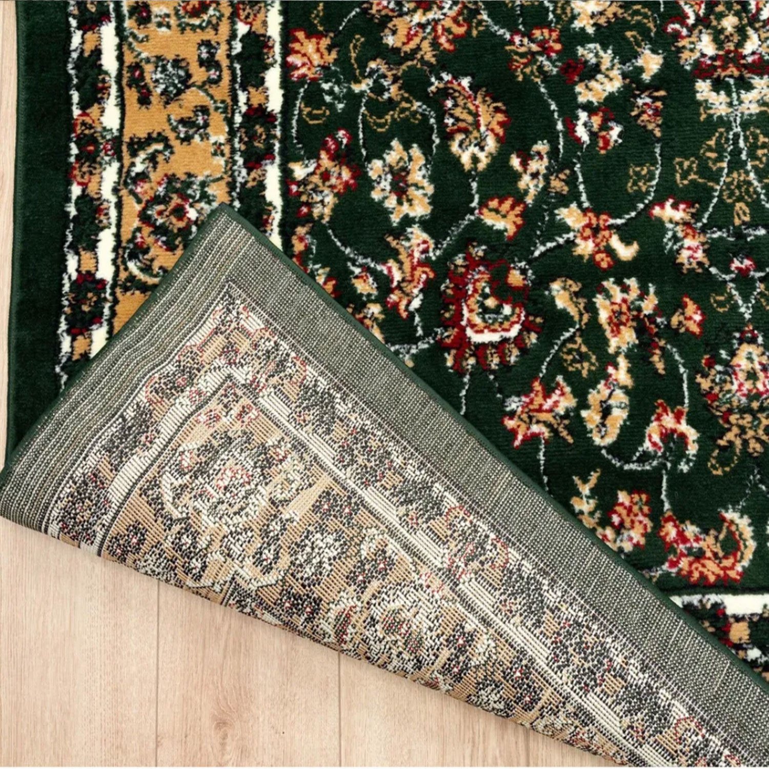 Oriental short-pile classic rug for living room, dining room, hallway - green-zoom-4