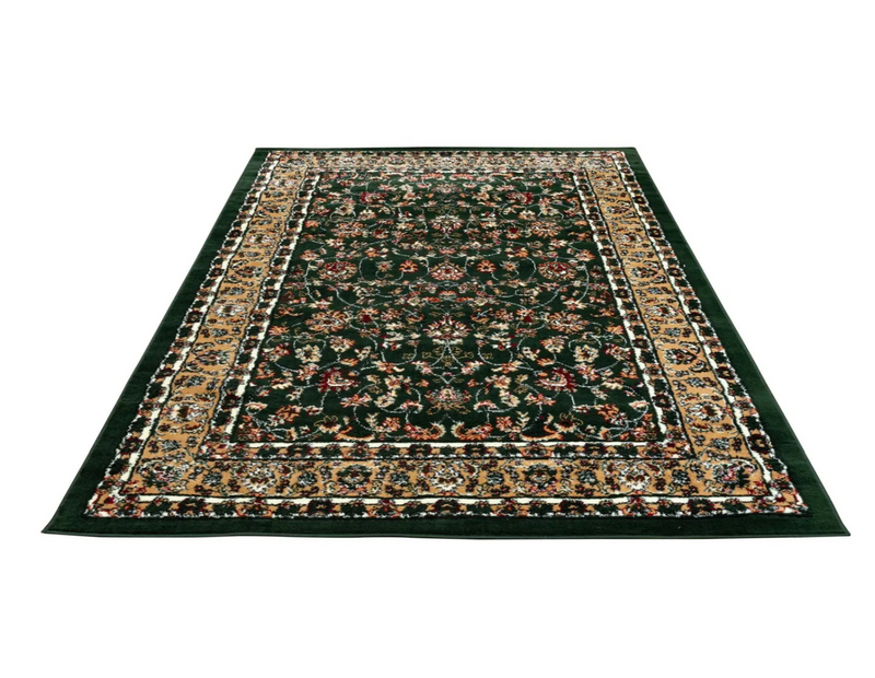 Oriental short-pile classic rug for living room, dining room, hallway - green-zoom-