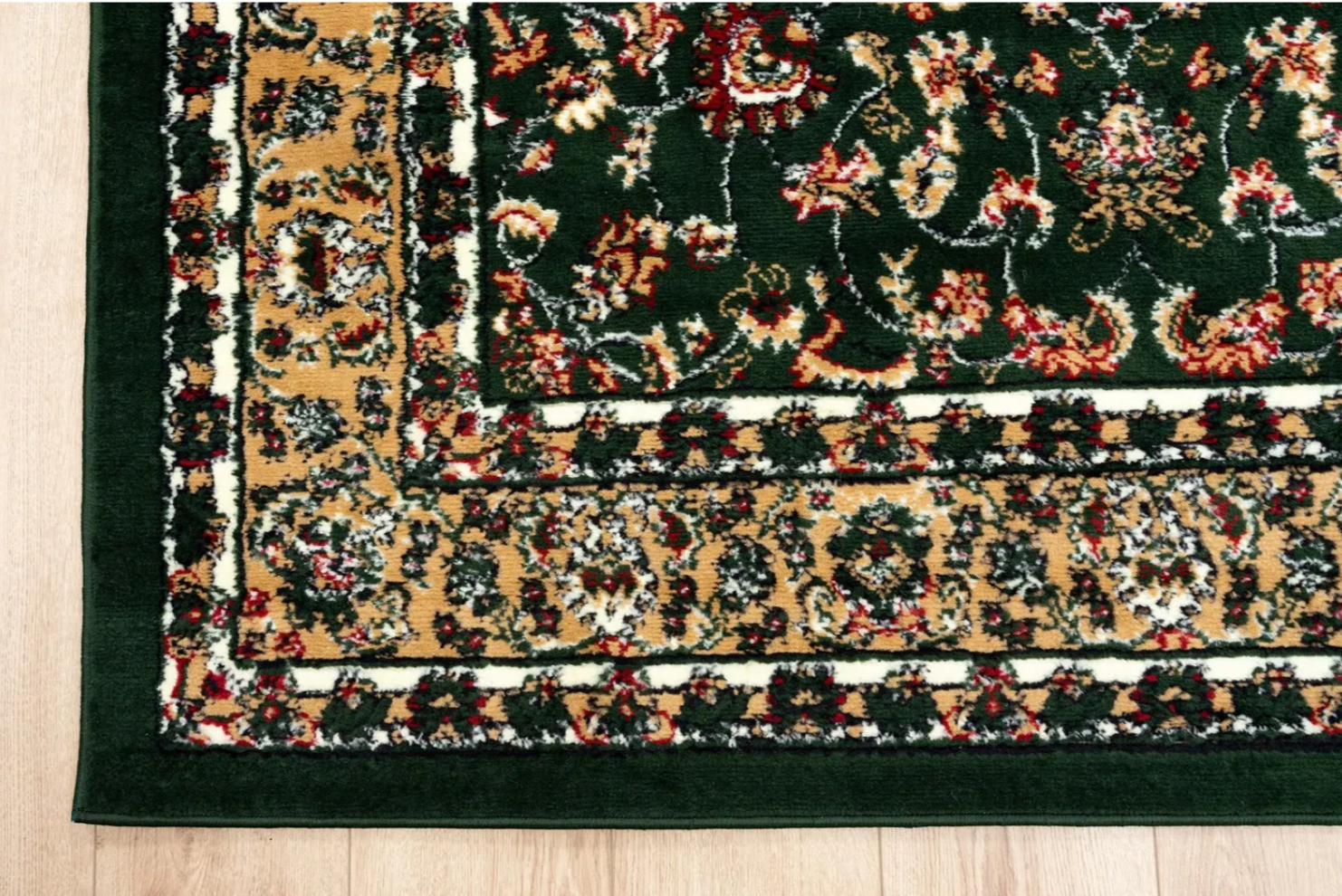 Oriental short-pile classic rug for living room, dining room, hallway - green-5