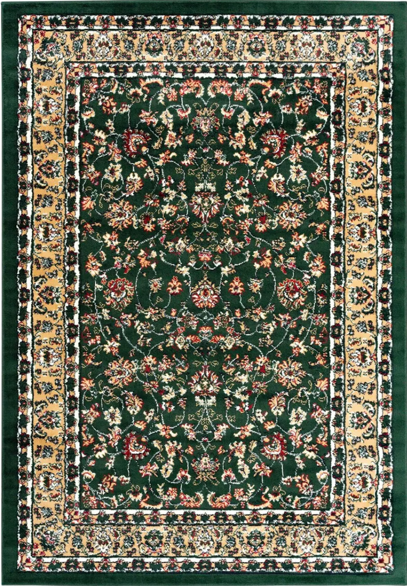 Oriental short-pile classic rug for living room, dining room, hallway - green-zoom-