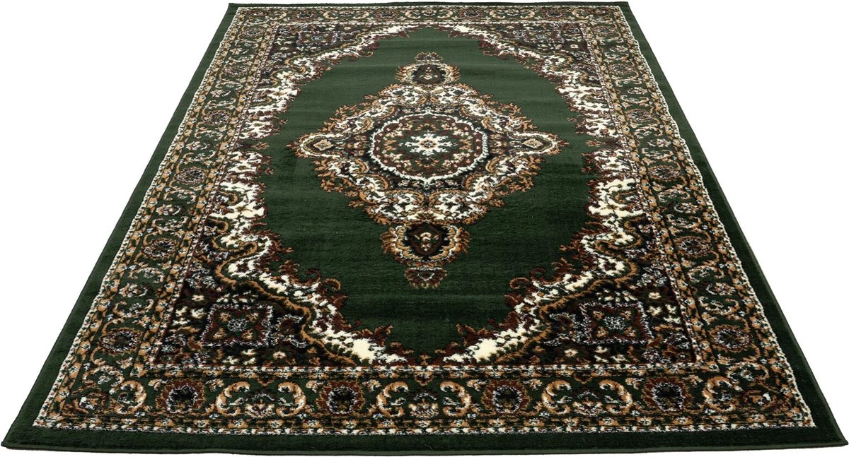 Oriental short-pile classic rug for living room, dining room, hallway - green-zoom-8