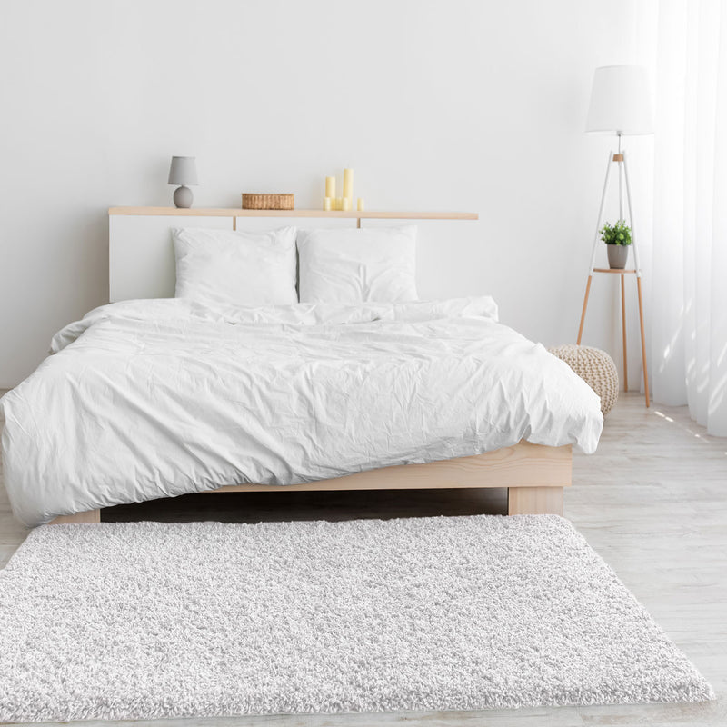 Prime Shaggy High Pile Rug, Solid White/Cream, Soft for Living Room, Bedroom, Kitchen-zoom-