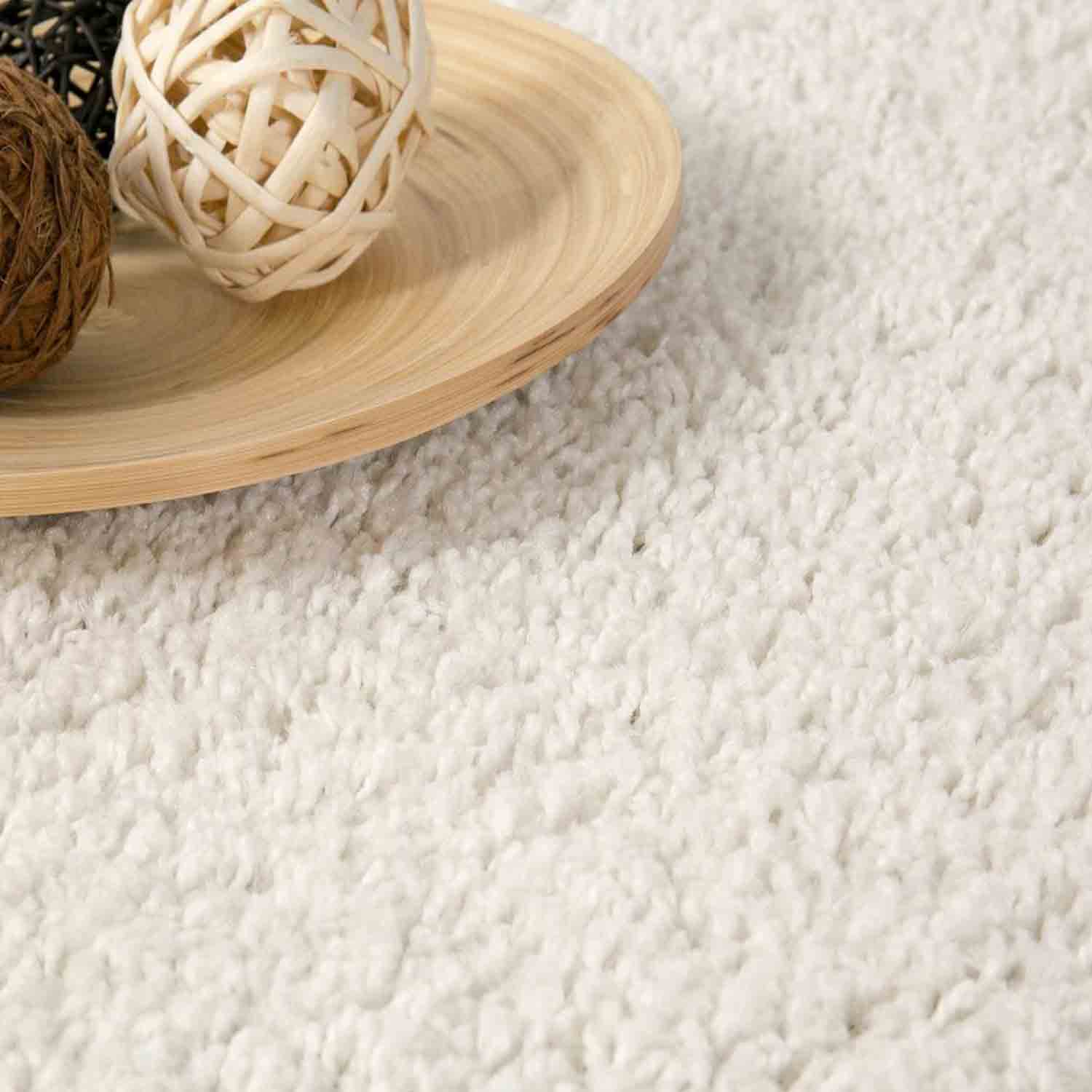 Prime Shaggy High Pile Rug, Solid White/Cream, Soft for Living Room, Bedroom, Kitchen-zoom-4