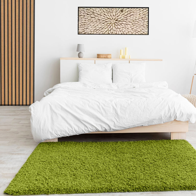 Prime Shaggy High Pile Long Pile Plain Modern Green Rug for Living Room, Bedroom, Kitchen-zoom-