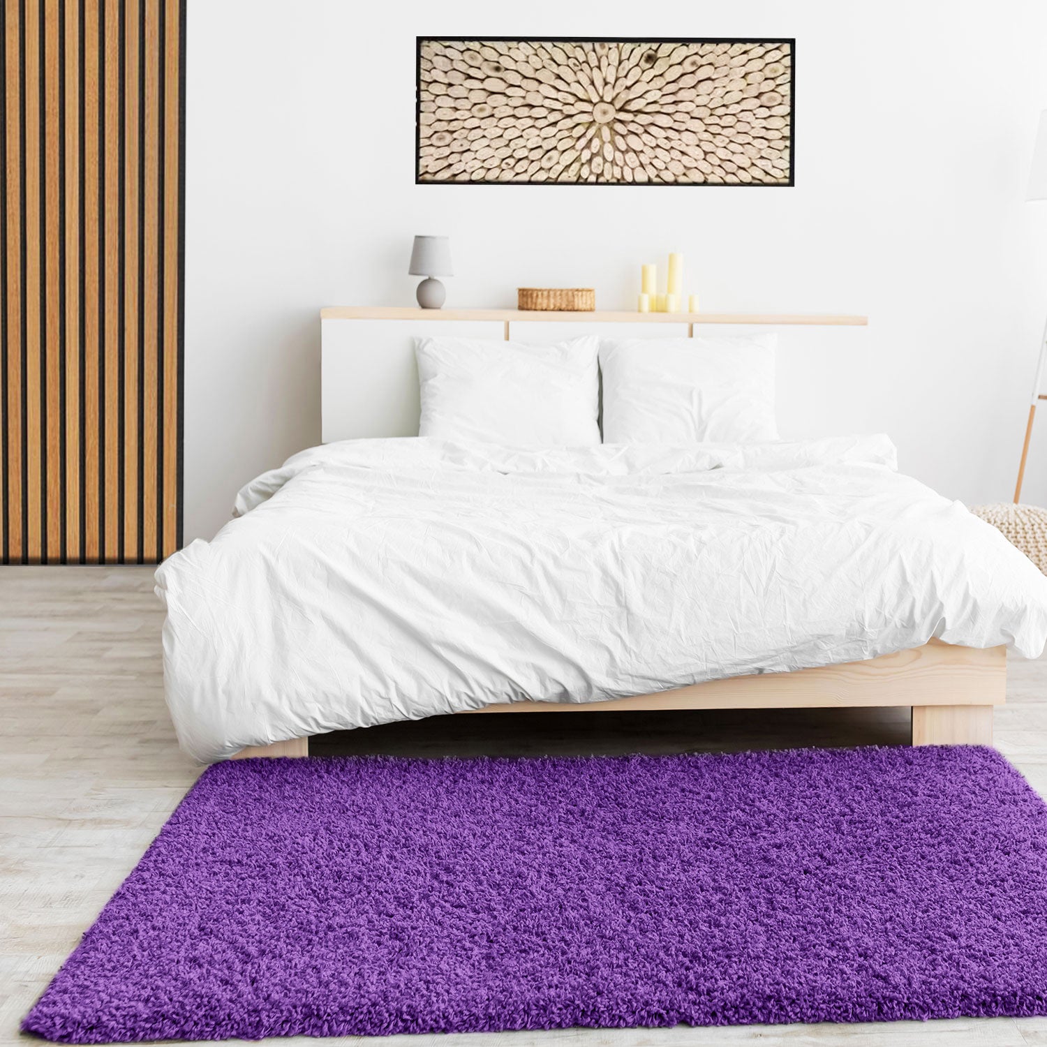 Prime Shaggy High Pile Long Pile Plain Modern Purple Rug for Living Room, Bedroom, Children's Room