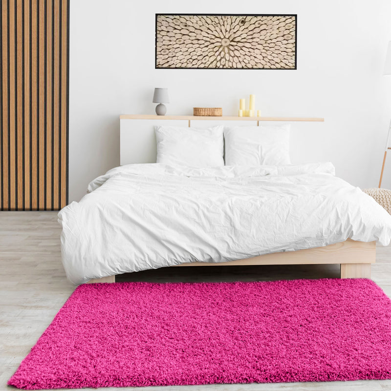Prime Shaggy High Pile Long Pile Solid Color Modern Pink Rose Rug for Living Room, Bedroom-zoom-