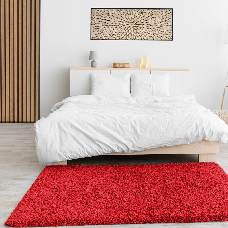 Prime Shaggy High Pile Long Pile Plain Modern Red Rug for Living Room, Bedroom, Kitchen-zoom-