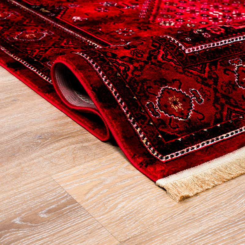 Teppich ROYAL Dunkelrot im Vintage-Orient Stil“– Hochwertig & Pflegeleicht-zoom-