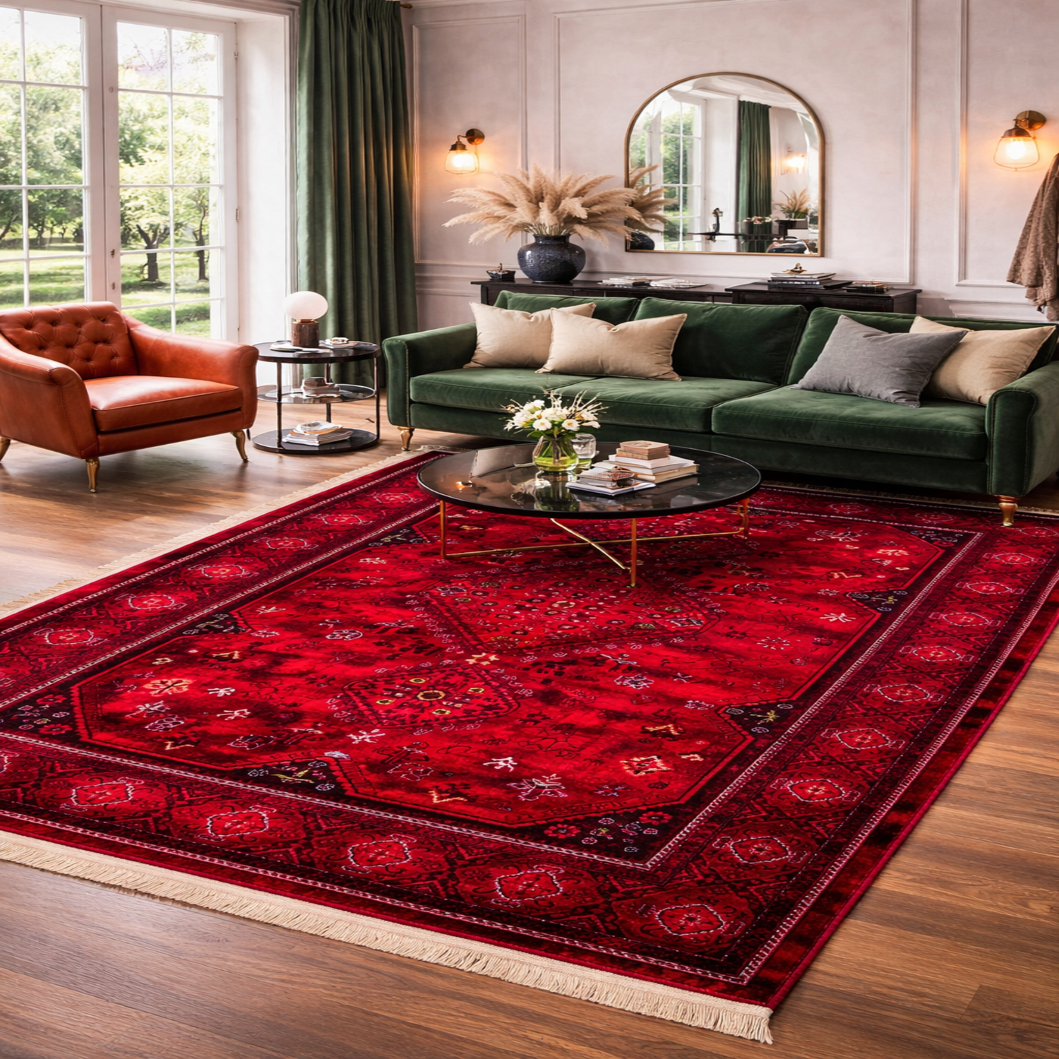 Teppich ROYAL Dunkelrot im Vintage-Orient Stil“– Hochwertig & Pflegeleicht-2