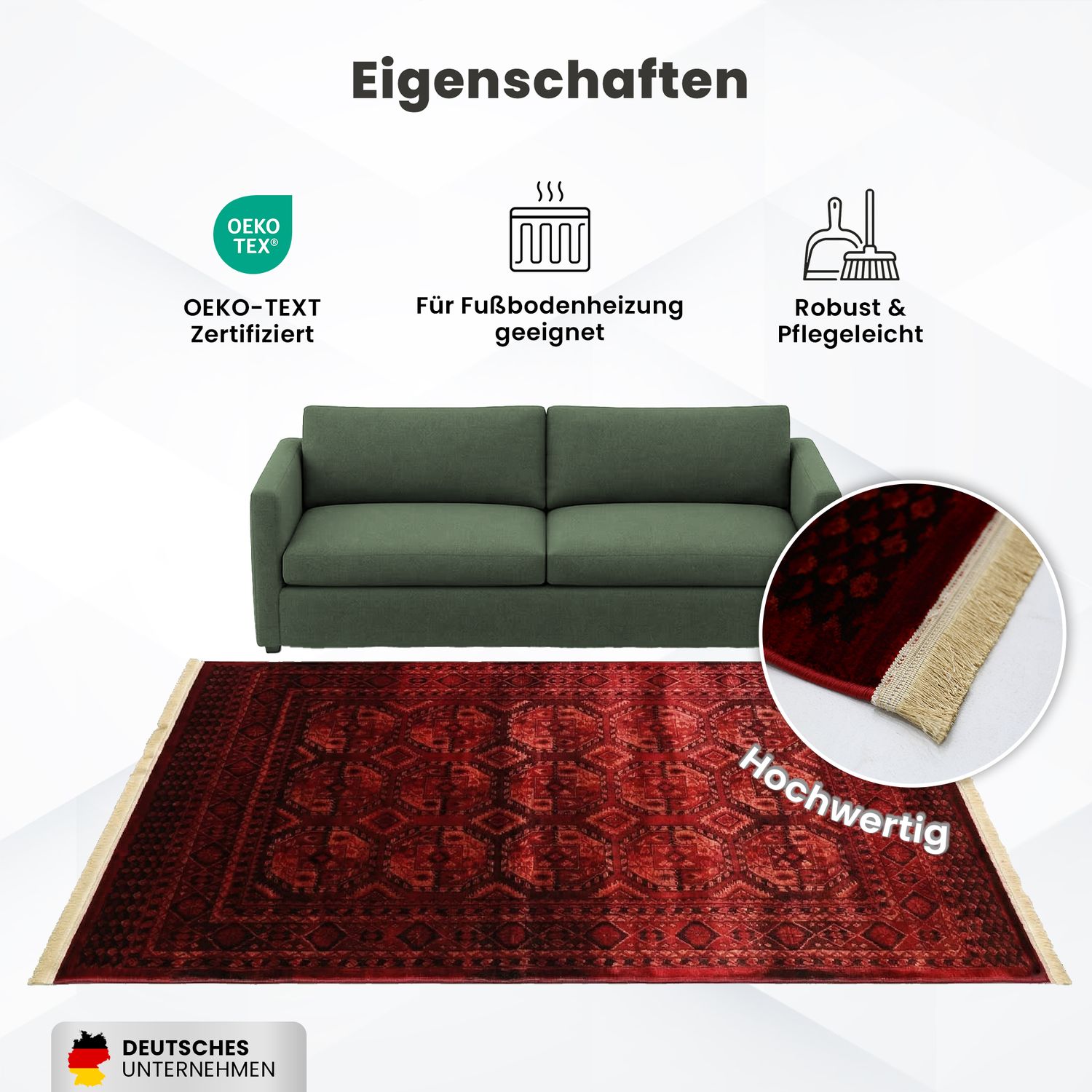 Teppich ROYAL Dunkelrot im Vintage-Orient Stil“– Hochwertig & Pflegeleicht-10