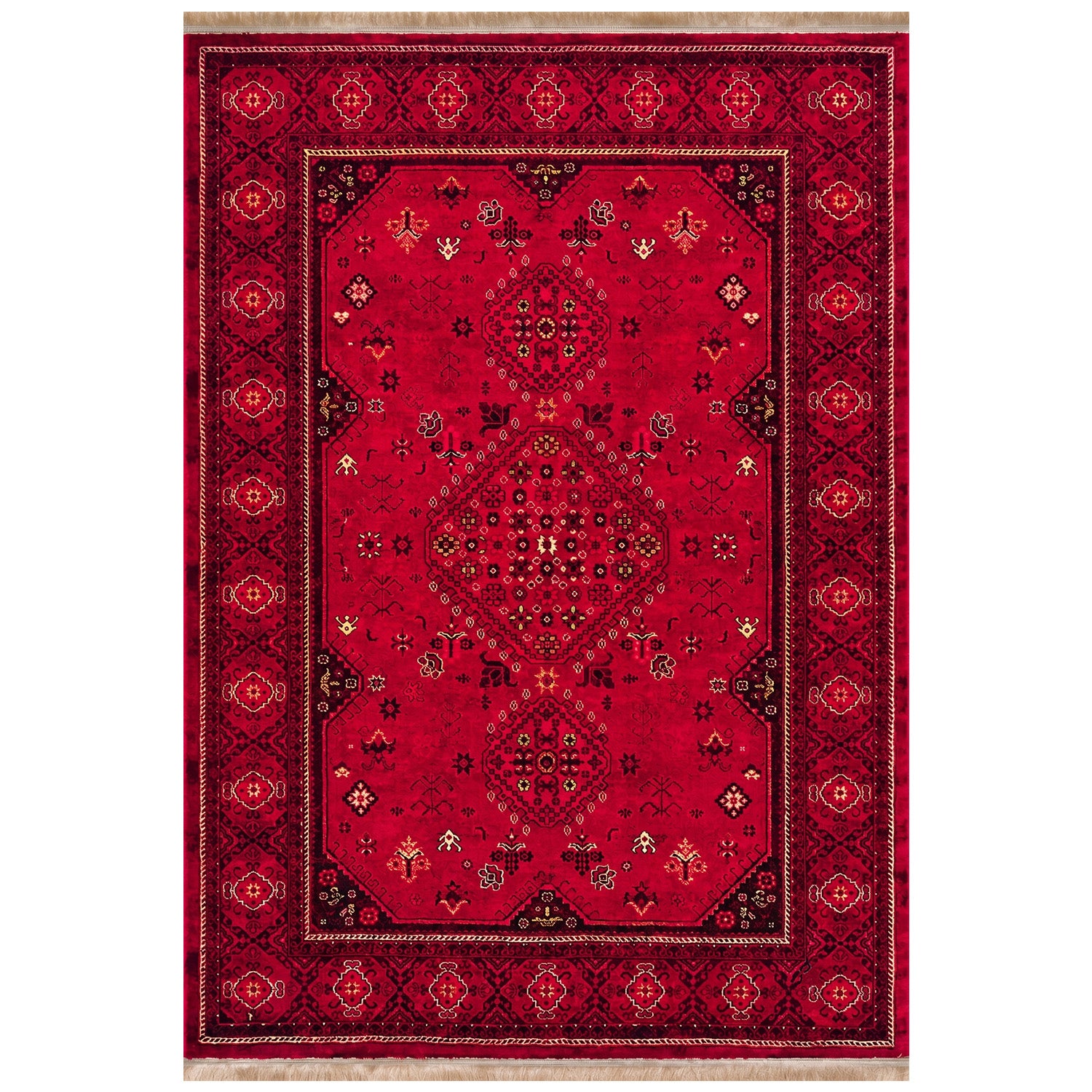 Teppich ROYAL Dunkelrot im Vintage-Orient Stil“– Hochwertig & Pflegeleicht